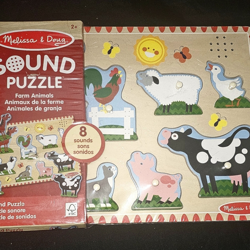 Melissa & Doug Farm Animals Sound Puzzle- 8 Interactive Pieces - Wooden